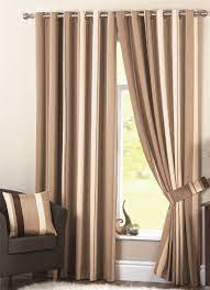 Wilson Striped Lined Curtains 90 X 72 Natural Brown Ivory Cream Beige Pair Of Ready Made Eyelet Ring Top Hallways Striped Curtains Curtains Uk Brown Curtains