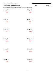 C Pdf Kuta Software Innite Algebra 2 The Change Of Base Formula Name Use A Calculator To Approximate Each To The Nearest Thousandth L Log3 3 3 1 087 3 Course Hero