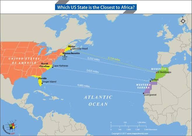Closest US State to Africa