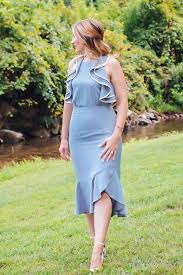 Asheville Nc Styles A Retro Dress From Chicwish This Ruffle Blue Dress With White Trim Is Perf Summer Fashion Outfits Casual Dresses Summer Fashion Outfits