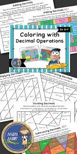 Decimal Operations Color With Math Decimals Decimal Operations Math Coloring