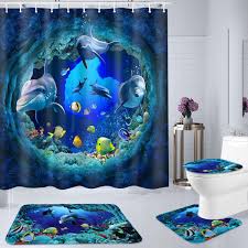 Click on see complete set to download my matching light blue bathroom tile set. 3d Ocean Dolphin Pattern Waterproof Bathroom Curtains Shower Curtain Set Anti Skid Bath Mat Pedestal Rugs Toilet Cover Floor Lid Super Promo Baccef Cicig