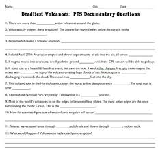 Deadliest Volcanoes Pbs Documentary Questions Key Tpt
