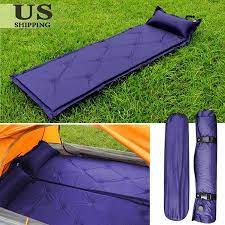 outdoor camping folding self inflating air mat hiking damp proof sleeping bed blue camping sleeping pad air mattress camping camping pillows