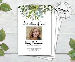Funeral Program Template Memorial Program Template Order Of Service Editable Funeral Program Obituary Program Printable Woman Funeral Program Template Funeral Programs Program Template