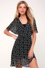 Le Jardin Black And White Floral Print Dress Casual Summer Dresses Sundresses Floral Print Dress White Floral Print Dress