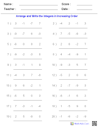 integers worksheets dynamically created integers worksheets
