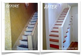Uncarpeted stairs have crisp lines that your eye can immediately identify. Diy Staircase Makeover Before After The Inspired Room