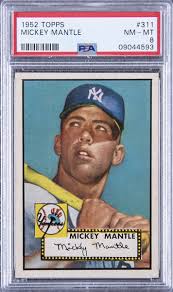 Per goldin auctions , the 1952 topps card listed in mint condition was sold for $111,000. Lot Detail 1952 Topps 311 Mickey Mantle Rookie Card Psa Nm Mt 8 One Of The Hobby S Very Best Psa Nm Mt 8 Examples