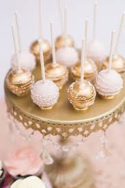 Once Upon A Time 1st Birthday Party Idea Gold And Pink Cake Pops On Jeweled Cake Stand A Touch Of Pink Pink Cake Pops Wedding Cake Pops Birthday Cake Pops