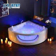 Most whirlpool tubs are made from acrylic or a blend of acrylic and another plastic material. Bathroom Indoor Jacuzzi Bathtub Sector Corner New Glass Seat Whirlpool Bath Hot Tub With Shower Combo China Bathtubs And Jacuzzi Hot Tub Made In China Com