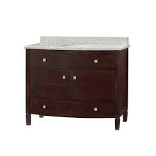 Two tone design with matte white front panels and walnut brown finish; Georgia 42 Inch Single Sink Bathroom Vanity With Granite Top