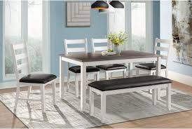 Martin Dining Table 4 Chairs Bench In White In 2020 Side Chairs Dining Room Accents Brown Table