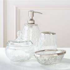 Our bath category offers a great selection of bathroom accessories and more. Fashion Meets Function In Our Sleek Crackle Glass Bath Accessories Crafted With A Timeless And V Glass Bathroom Accessories Crackle Glass Bathroom Accessories