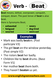 Beat Past Tense V1 V2 V3 Form Of Beat English Grammar Here In 2020 Simple Past Tense English Grammar Past Tense