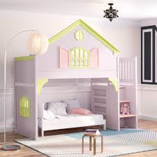 It features white and pink finish with flower. Zoomie Kids Izquierdo Twin Over Twin L Shaped Bunk Beds With Shelves By Zoomie Kids Reviews Wayfair