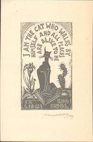 Bookplate Estate Vintage Ex Libris Labels Artful Book Plates Cats By Remo Wolf 1949 Ex Libris Black Cat Art Book Illustration