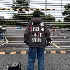 Men's Hoodies Sweatshirts Autumn/Winter Saint Michael Sweater V-Letter  Printed Casual Loose High Strt tide Brand with Velvet Hoodie Extra Large  Hip ...