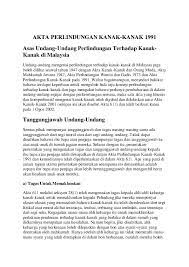 Tanggungjawab yang diamanah kepada ibu bapa adalah berat dalam membentuk peribadi anak yang mulia. Doc Akta Pelindungan Knk2 Nur Syafiqah Academia Edu
