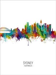 Sydney Skyline Sydney Australia Cityscape Art Print Poster Etsy Sydney Skyline Poster Prints Posters Art Prints