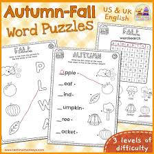There's also two word searches about fall animals and kinds of trees! Autumn Fall Word Searches Puzzles Tea Time Monkeys