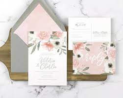 Pink And Gray Wedding Invitations Pink Floral Wedding Etsy Floral Wedding Invitations Grey Wedding Invitations Wedding Invitations