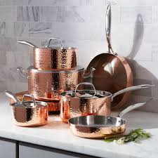 Fleischer And Wolf Seville Hammered Copper 10 Piece Cookware Set Reviews Crate And Barrel In 2020 Copper Cookware Set Copper Kitchen Copper Kitchen Accessories
