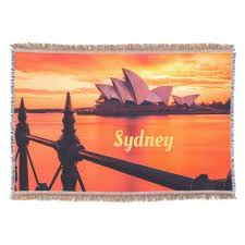 Sydney Australia Opera House Orange Sky Throw Blanket Zazzle Com Orange Sky Sydney Australia Airlie Beach