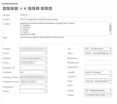 Hier werden alle vorkommnisse innerhalb des projektablaufes chronologisch festgehalten sowie zwischenschritte. Sonderwunschabwicklung