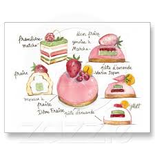 Pink Bavoirois Postcard Zazzle Com Food Cake Illustration Fancy Desserts