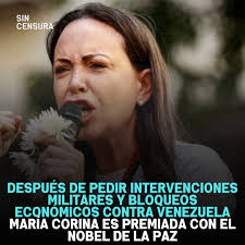👉El Premio Nobel de la Paz se ha convertido en una parodia de sí mismo. Ya  no premia la justicia, ni la verdad, ni a quienes levantan al mundo con  esperanza. Hoy