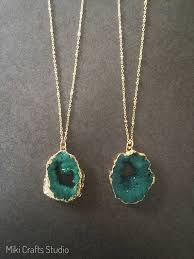 Druzy Green Raw Stone Pendant Necklace Natural Stone Pendant Necklace Agate Natural Stone Neckla Natural Stone Pendant Natural Stones Necklace Stone Pendants