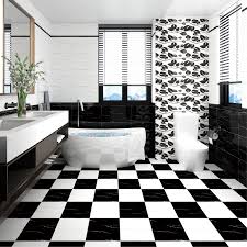 Striking black and white patterned tiles adorn the walls throughout this small kitchen. China Snow White Black Design Glazed Ceramic Bathroom And Kitchen Wall And Floor Tile China Kitchen Tile Porcelain Tile