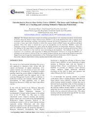 Lecturers come from within the armed. Pdf Introduction To Massive Open Online Course Mooc The Issues And Challenges Using Mooc As A Teaching And Learning Method In Malaysian Polytechnic