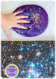 Diy Galaxy Baking Soda Borax Free Home Made Non Toxic Slime Kids Sensorial Science Experiment Baking Soda Slime Galaxy Slime Homemade Galaxy Slime