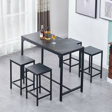 Compare prices on popular products in kitchen & dining. Bar Table And 4 Stools Set Dining Table Chairs Set Black Marble Effect Kitchen 791545777839 Ebay