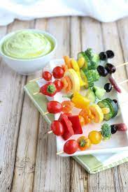 These Rainbow Veggie Kabobs Are So Much More Fun Than Veggies And Dip On That Plain Old Veggie Appetizers Vegetarian Meals For Kids Vegetarian Recipes Healthy