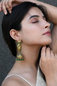 Harper Green Jhumka Earrings