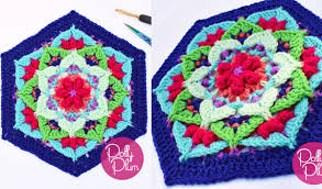 Hawaiian plumeria flower free crochet pattern. Flower Hexagon Free Crochet Patterns