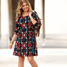 Robe Imprime Graphique Blancheporte Robes Imprimees Robe Manche Longue Robe Grande Taille