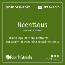 Licentious In 2020 Word Of The Day Words Antonyms