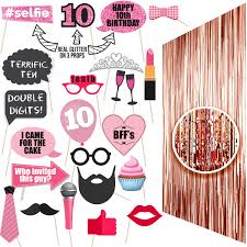 Maybe you would like to learn more about one of these? 10th Birthday Photo Props 10 Birthday Party Supplies 10th Birthday Decorations Rose Gold Backdrop Props And Photo Props Real Glitter Included Party Ideas Decor 10th Tenth Birthday Buy