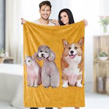Our fleece throw designs are professionally printed with premium inks, so your unique design will look great. Personalised Pet Blanket Fleece Face Photo Blankets Comic Style Faceboxeruk
