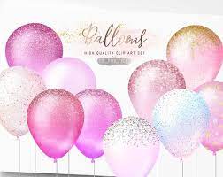 Pink Balloons Clipart Glitter Balloons Clip Art Sparkle Balloon Png Pastel Balloons Party Baby Shower Clipart Free Commercial Use Glitter Balloons Pastel Balloons Pink Balloons