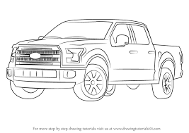 How To Draw Ford F-150 Truck Step By Step Learn Drawing By This Tutorial For Kids And Adults Car Drawings Fire Truck Drawing Ford Raptor Truck