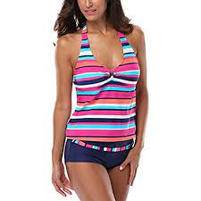 Retro Sporty Push Up High Neck Tankini Boyshort Halter Swimwear 2pcs Athletic Bathing Suit Swimsuits For Women Visit Swimwear Suits Tankini Trendy Tankini