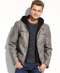 Guess Coats Faux Leather Hooded Moto Jacket Coats Jackets Men Macy S Jackets Moto Jacket Mens Jackets