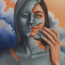 Textured Portrait Original Oil Painting, Framed and Signed Artwork