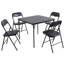 Giantex 5pc Black Folding Table Chair Set Guest Games Dining Room Kitchen Multi Purpose Review Card Table And Chairs Table And Chair Sets Chair Set
