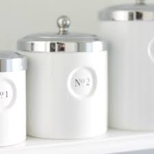 Medium ceramic canister with lid, white and green with ivy vine. White Kitchen Canisters Ceramic Instaimage